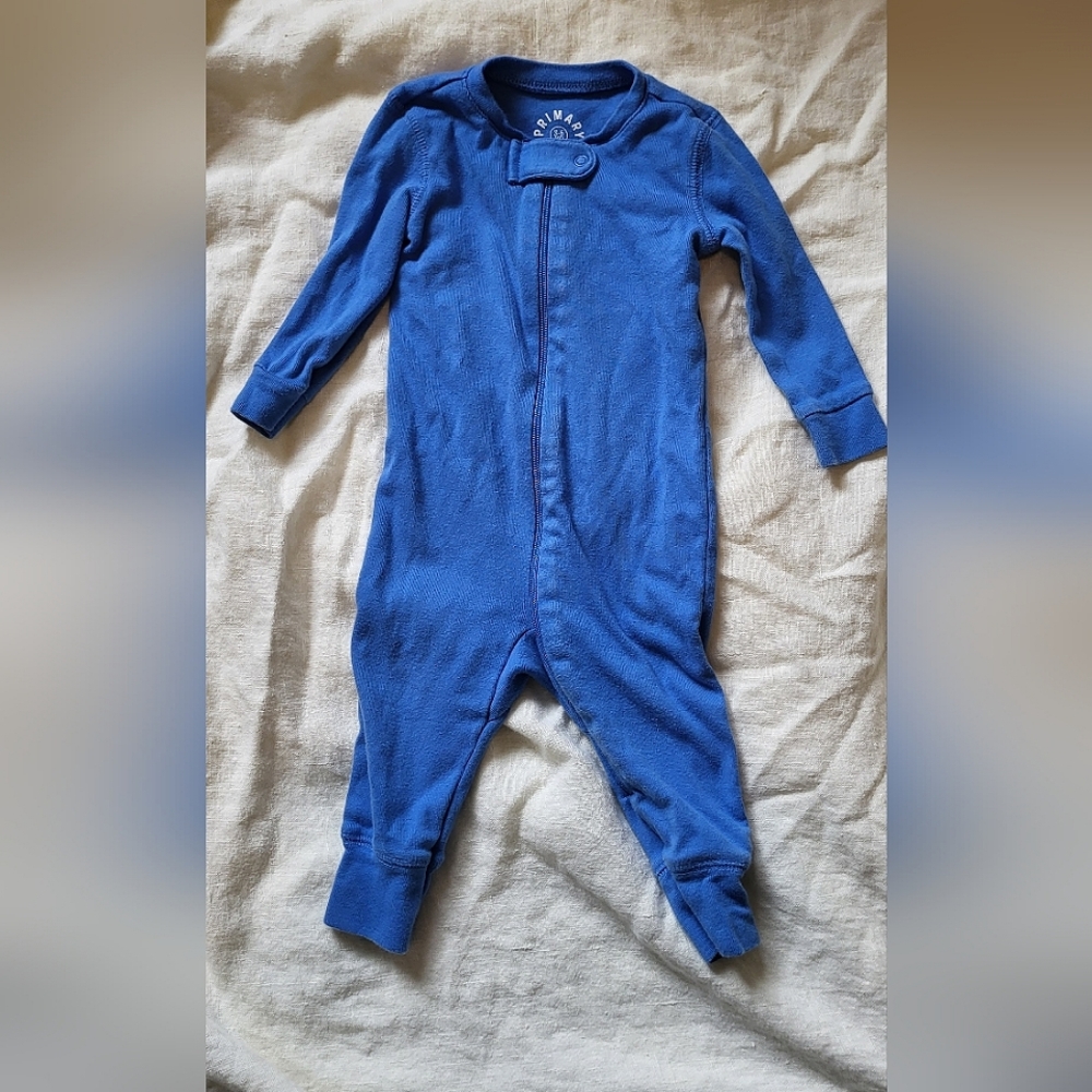 Primary Organic Zip Romper in Blueberry 3-6 months